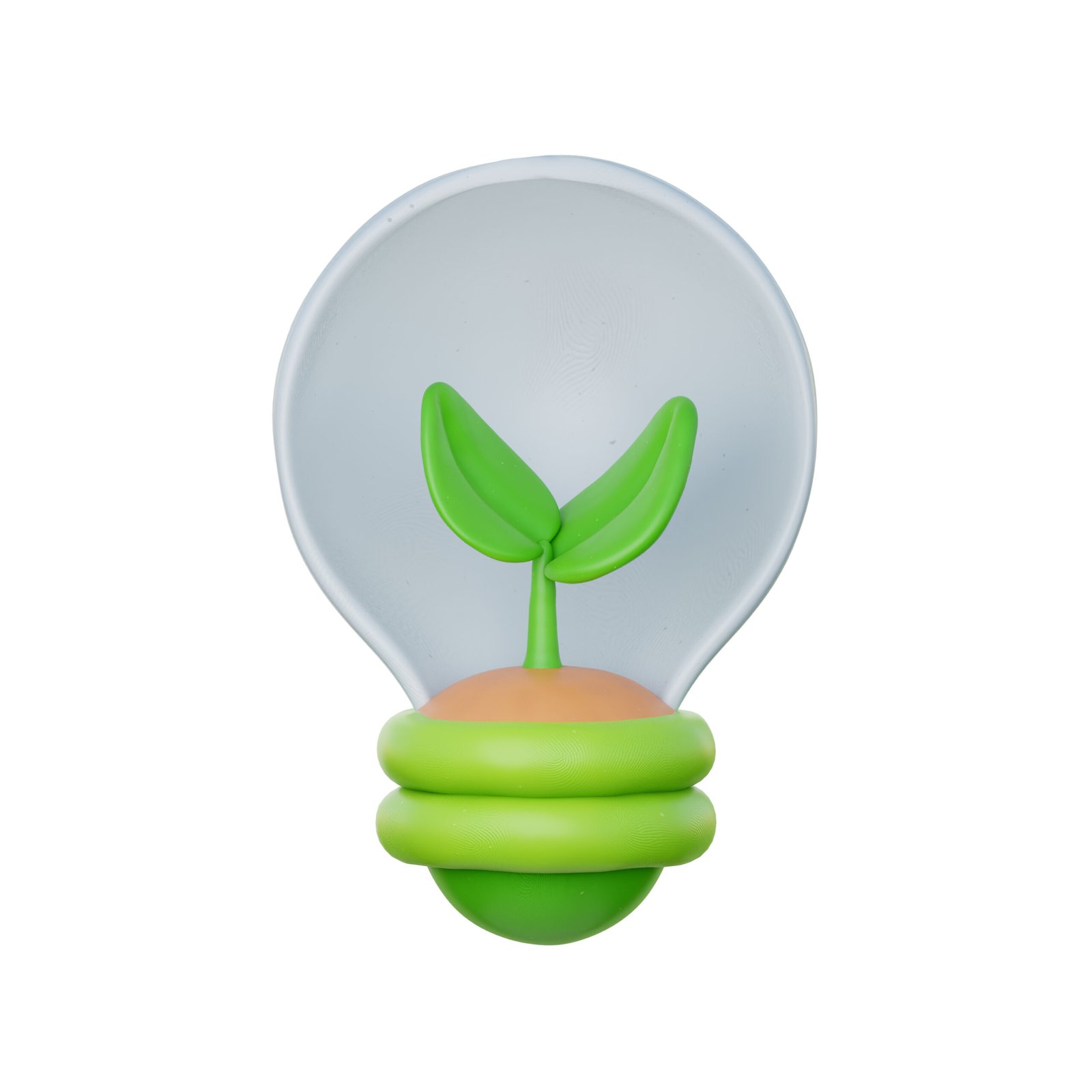 3d Light Bulb With Plant Environmental Alternative Energy Clean Energy Cartoon Style 3d Rendering Scaled