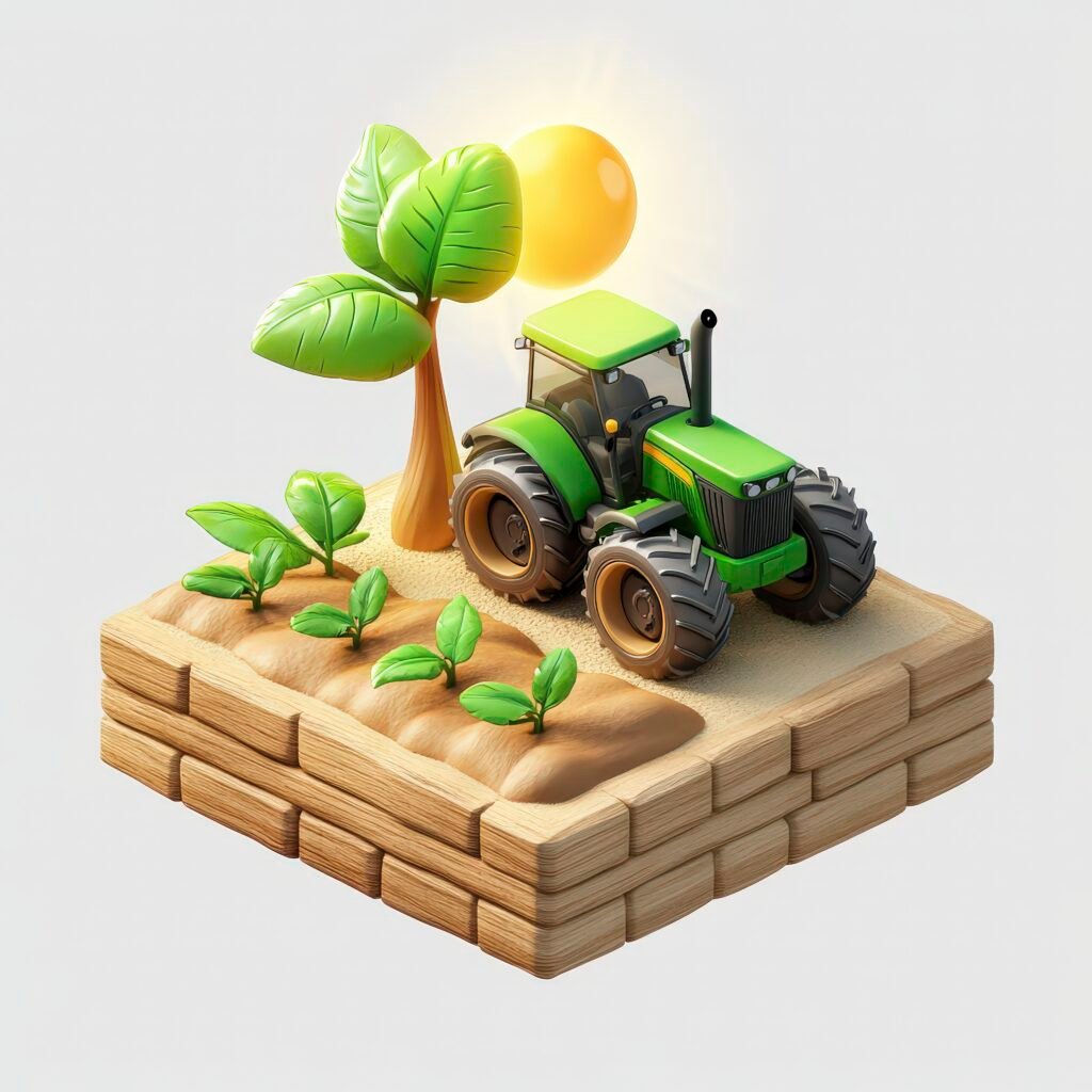 Modern Farming Scene Featuring Tractor Young Plants 2 1024x1024