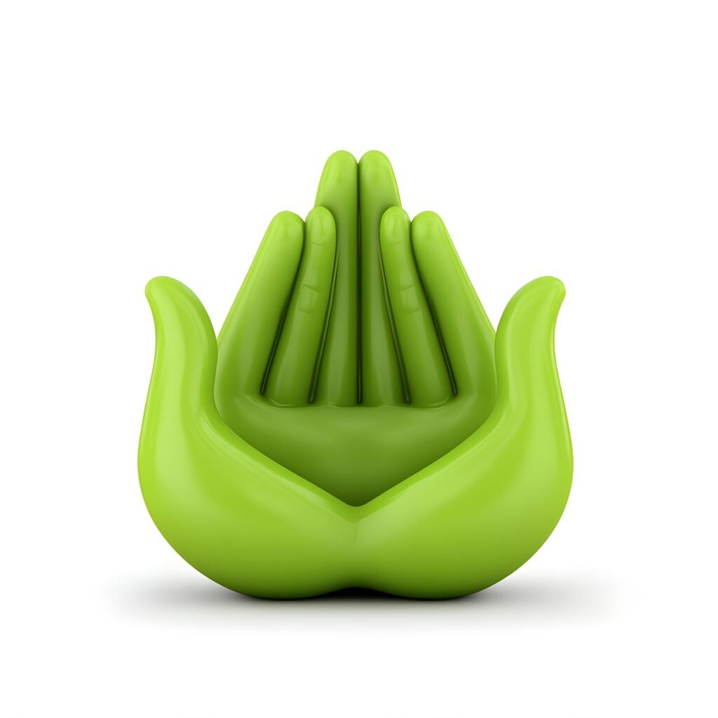 Stylized Green Pair Hands Prayerlike Position Symbolizing Peace Mindfulness 2 1024x1024